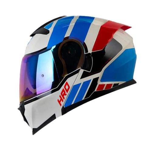 Casco Abatible HRO 3440 DV ROC Gris Claro Rojo Azul Brillante - M