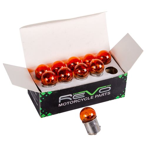 Bombillo Direcciónal Naranja 12V 10W Bau15S Revo Cajax10